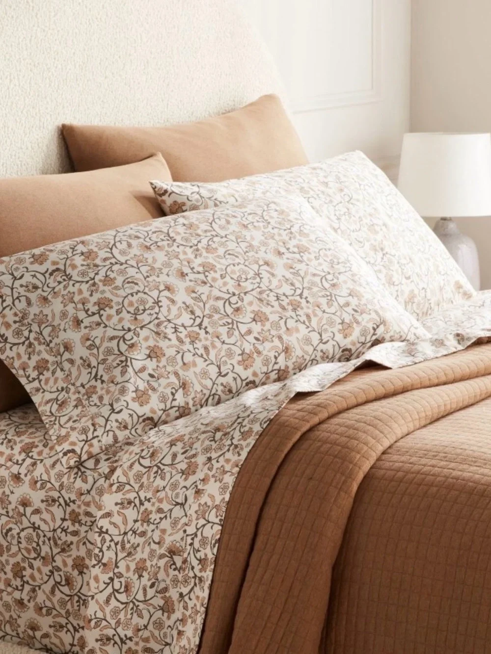 King Ultra Soft Flannel Sheet Set Ivory Floral - Threshold